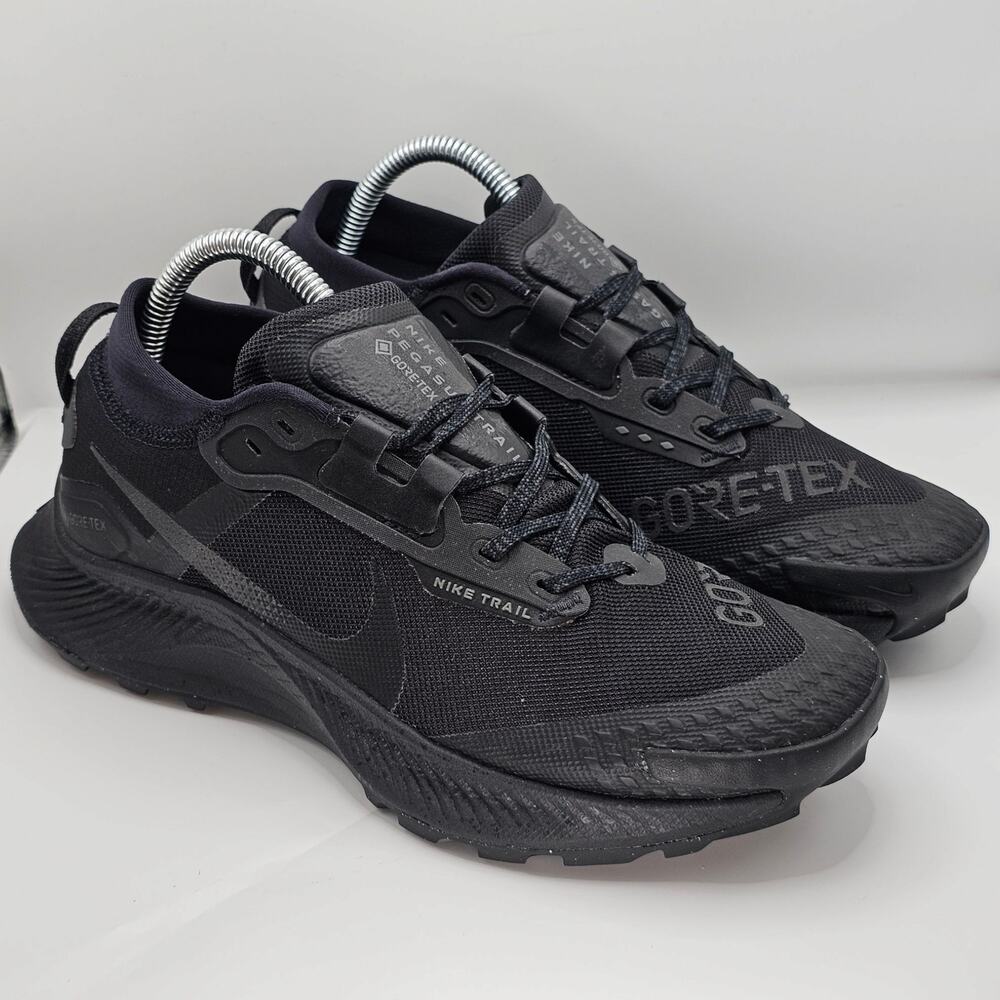 Nike Pegasus Trail 3 Gore-Tex Triple Black Womens 8.5 UK 6 Running Shoes Sneaker
